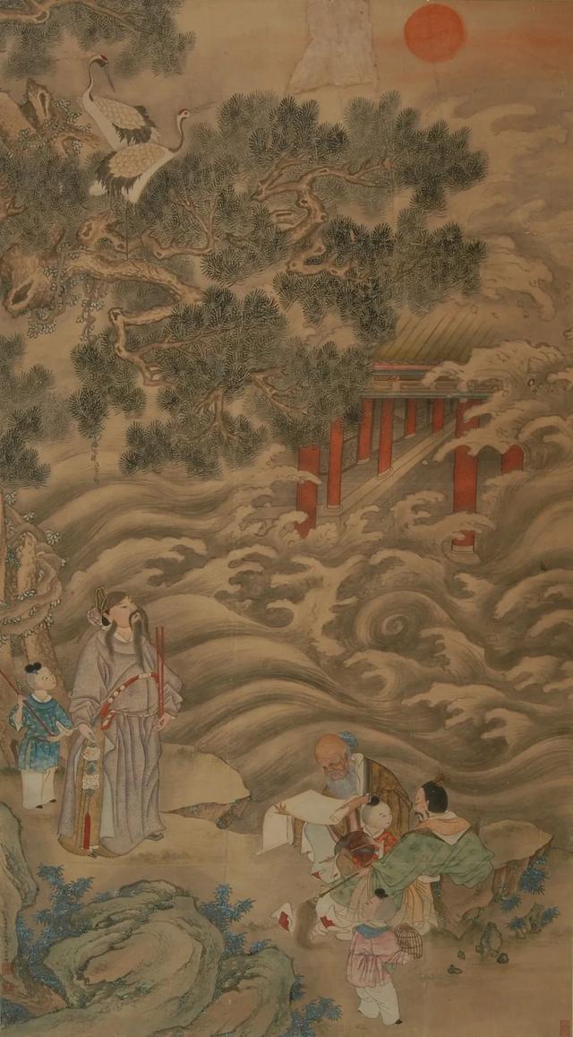 清人沈铨祝寿：福如东海长流水，寿比南山不老松