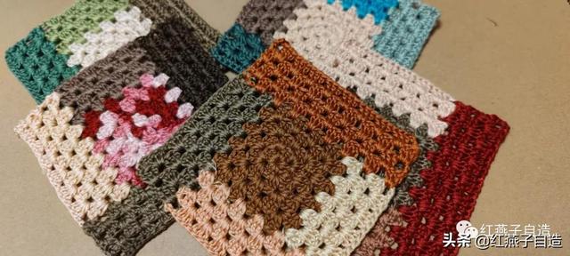 收藏了很久的回形配色方块花，钩上瘾了，你也试试？